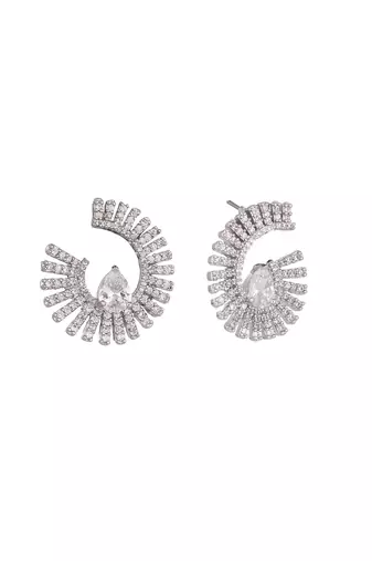 Rhodium plated celestial spark stud earrings