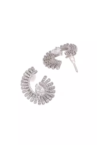 Rhodium plated celestial spark stud earrings