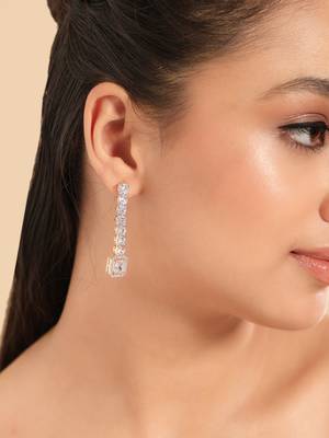American diamond gleam flow drop earrings 1