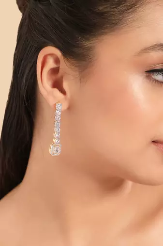 American diamond gleam flow drop earrings