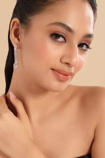 American diamond gleam flow drop earrings