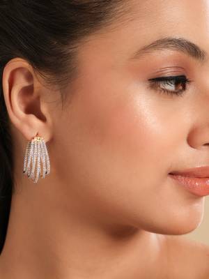 American diamond drape hoop earrings 1