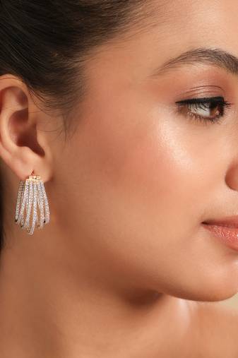 American diamond drape hoop earrings