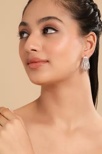 American diamond drape hoop earrings