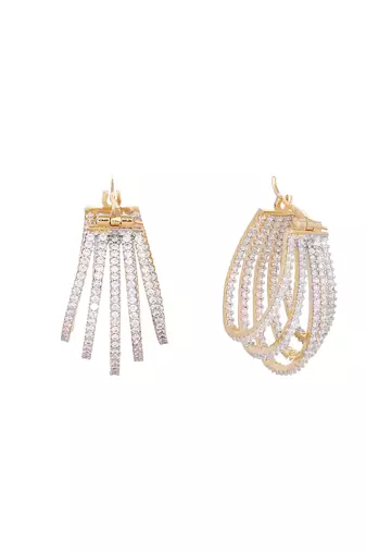 American diamond drape hoop earrings