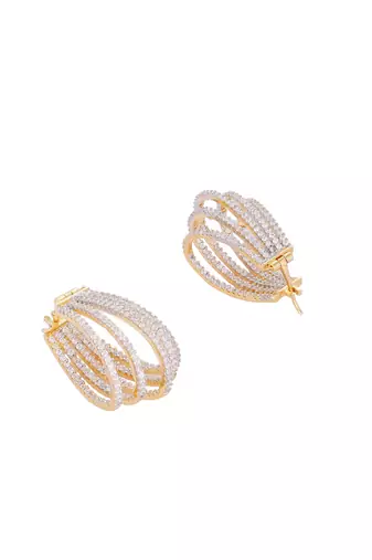American diamond drape hoop earrings