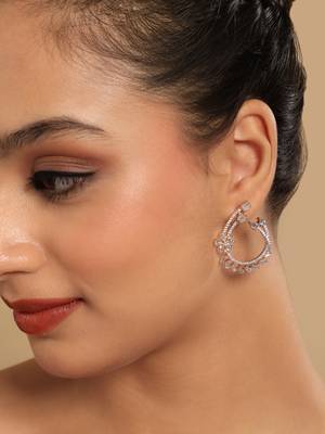 American diamond blossom arc stud earrings 1