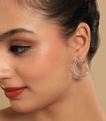 American diamond blossom arc stud earrings