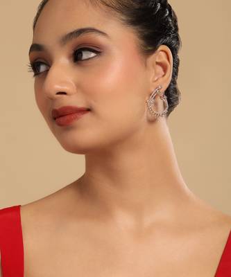 American diamond blossom arc stud earrings 2