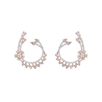 American diamond blossom arc stud earrings 3