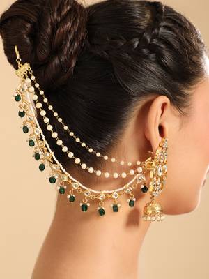 Zayra emerald drop layered earchains 1