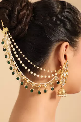 Zayra emerald drop layered earchains