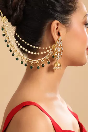Zayra emerald drop layered earchains