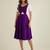 women purple solid pinafore dress with button
