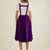 women purple solid pinafore dress with button