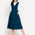 women blue solid pinafore dress with button