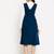 women blue solid pinafore dress with button