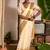 off white mul cotton handwoven saree with golden border