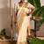 off white mul cotton handwoven saree with golden border