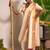 off white mul cotton handwoven saree with golden and pink border