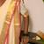 off white mul cotton handwoven saree with golden and pink border