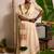 off white handwoven mul cotton saree with green and zari border