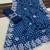 chinon silk bandhani print pallu sequin and thread work blue saree