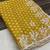 chinon silk bandhani print pallu sequin and thread work yellow saree