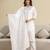 White chanderi embroidery kurta pant with dupatta set