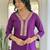 Women's embroidered viscose slub kurta set with floral dupatta, v-neck, 3/4 sleeve, regular fit