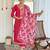 Women's embroidered viscose slub kurta set with floral dupatta, v-neck, 3/4 sleeve, regular fit