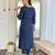 Women's embroidered viscose slub kurta set with floral dupatta, v-neck, 3/4 sleeve, regular fit