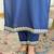 Women's embroidered viscose slub kurta set with floral dupatta, v-neck, 3/4 sleeve, regular fit