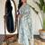 Women's embroidered viscose slub kurta set with dupatta, v-neck, 3/4 sleeve, regular fit