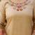 Elegant beige salwar suit with floral embroidery, palm tree print, three-quarter sleeves