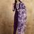 Women's purple chanderi kurta set with floral dupatta, 3/4 sleeve, round neck, 3 piece