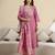 Pink roman silk embroidery kurta pant with dupatta set