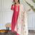 Women's chanderi kurta set with dupatta, round neck, embroidered a-line design, white dupatta