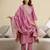 Pink roman silk embroidery kurta pant with dupatta set