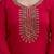 Women's embroidered salwar suit set with floral dupatta, three-quarter sleeves, ethnic wear