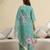 Teal blue roman silk embroidery kurta pant with dupatta set