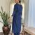 Women's viscose slub embroidered kurta set with dupatta set, v-neck, 3/4 sleeve, regular fit