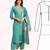 Teal blue roman silk embroidery kurta pant with dupatta set