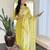 Women's viscose slub embroidered kurta set with dupatta set, v-neck, 3/4 sleeve, regular fit