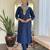 Women's viscose slub embroidered kurta set with dupatta set, v-neck, 3/4 sleeve, regular fit