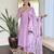 Women's viscose slub embroidered kurta set with dupatta set, v-neck, 3/4 sleeve, regular fit