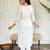 Women's white jaquard embroidered kurta set with red dupatta, 3/4 sleeve, a-line