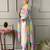 Women's white georgette kurta set with floral dupatta, embroidered yoke, 3/4 sleeves