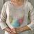 Women's white georgette kurta set with floral dupatta, embroidered yoke, 3/4 sleeves