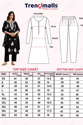 Trendmalls Black cambric cotton embroidery kurta pant with dupatta set